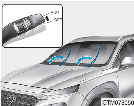 HYUNDAI Santa Fe (2018-2020) - Position correcte pour l'entretien des essuie-glaces avant - 1
