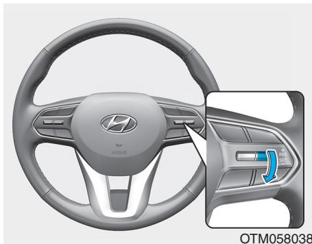 HYUNDAI Santa Fe (2018-2020) - Pour enregistrer la vitesse du régulateur de vitesse - 2