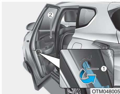 HYUNDAI Santa Fe (2018-2020) - Verrous de sécurité empêchant l'ouverture accidentelle des portières arrêtée de l'intérieur (si équipé) - 1