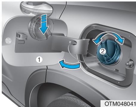 HYUNDAI Santa Fe (2018-2020) - Ouvrir le volet du réservoir de carburant - 2