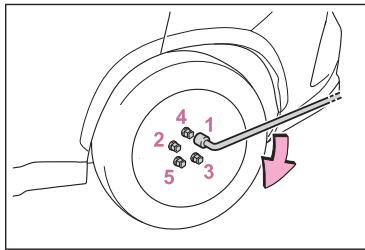 LEXUS NX AZ20 (2022) - Serrez fermement deux ou trois fois les boulons de roue dans l'ordre indiqué sur l'illustration à l'aide d'une clé à boulons de roue. - 1