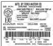 FORD Edge Phase 1 (2015-2018) - Exemple d'étiquette d'homologation de sécurité : - 2