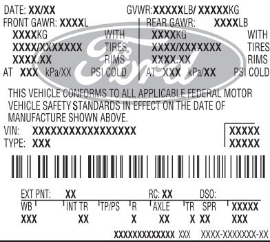 Lincoln MKS (2008-2013) - Étiquette d'homologation de sécurité - 1