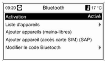 OPEL Astra J Phase 2 (2012-2015) Infotainment System - Menu bluetooth - 1