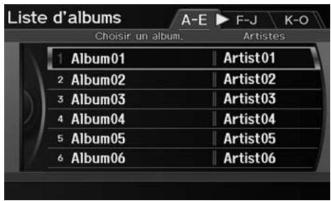 Acura ZDX (2013) - Touche AUDIO (en mode HDD) ▶ RECHERCHE DE MUSIQUE - 2