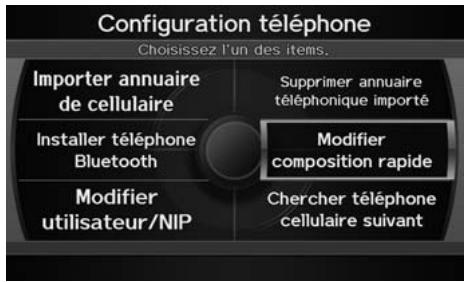 Acura ZDX (2013) - Touche INFO/PHONE ▶ Téléphone cellulaire ▶ CONFIGURATION TÉLÉPHONE - 1