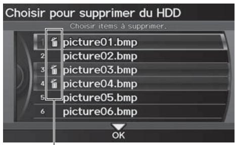 Acura ZDX (2013) - Touche INFO/PHONE ▶ Configuration ▶ Autre ▶ Fond d'écran ▶ Supprimer images sur HDD - 2