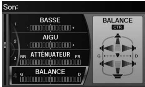 Acura ZDX (2013) - Touche AUDIO ▶ MENU AUDIO ▶ Réglage de son - 1