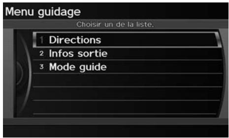 Acura ZDX (2013) - Touche ENTER (sur la carte) ▶ Menu guide - 1