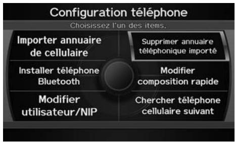 Acura ZDX (2013) - Touche INFO/PHONE ▶ Téléphone cellulaire ▶ CONFIGURATION TÉLÉPHONE - 1