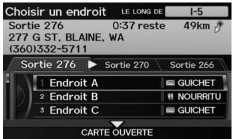 Acura ZDX (2013) - Touche ENTER (sur la carte) ▶ Menu guide ▶ Infos sortie - 2