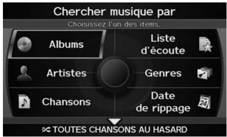 Acura ZDX (2013) - Touche AUDIO (en mode HDD) ▶ RECHERCHE DE MUSIQUE - 1