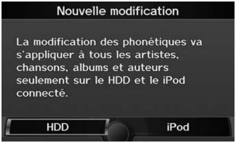 Acura ZDX (2013) - Touche INFO/PHONE ▶ Configuration ▶ Autre ▶ Recherche musique ▶ Modification phonétique - 2