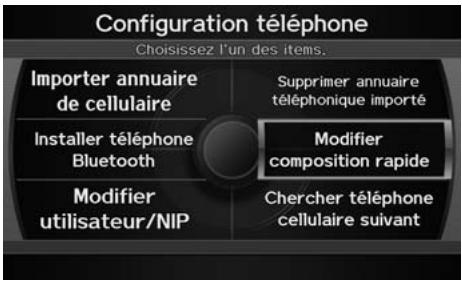 Acura ZDX (2013) - Touche INFO/PHONE ▶ Téléphone cellulaire ▶ CONFIGURATION TÉLÉPHONE - 1