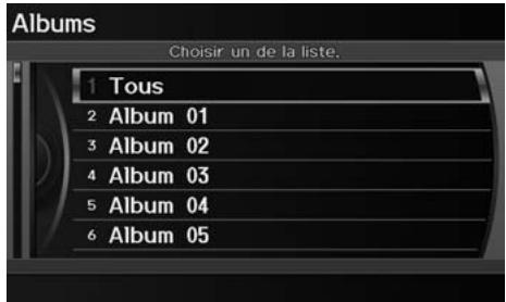 Acura ZDX (2013) - Touche AUDIO (en mode iPod®) ▶ RECHERCHE DE MUSIQUE - 2