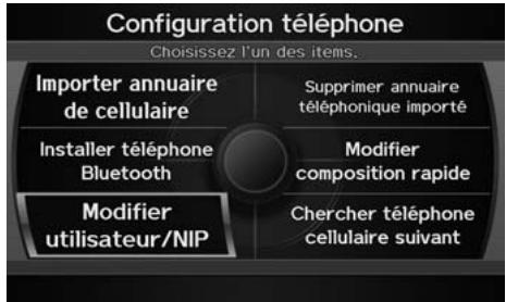 Acura ZDX (2013) - Touche INFO/PHONE ▶ Téléphone cellulaire ▶ CONFIGURATION TÉLÉPHONE - 1