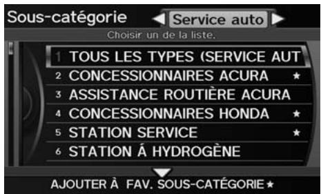 Acura ZDX (2013) - Touche MENU ▶ Catégorie d'endroit - 2