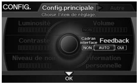 Acura ZDX (2013) - Touche INFO/PHONE ▶ Configuration ▶ Cadran interface Feedback - 1