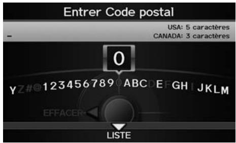 Acura ZDX (2013) - Touche MENU ▶ Adresse ▶ Code postal - 1