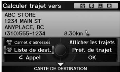 Acura ZDX (2013) - Ajout de points de route à partir de l'écran Calculer trajet vers - 1