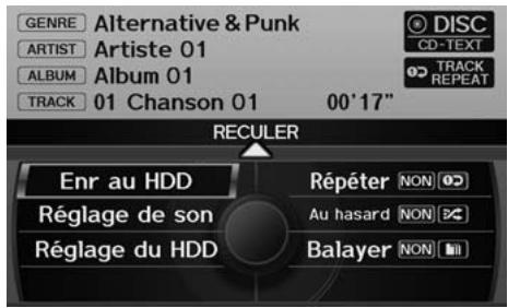 Acura ZDX (2013) - MENU AUDIO ▶ Réglage du HDD - 2