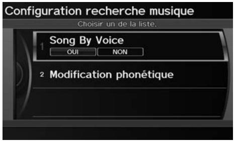 Acura ZDX (2013) - Touche INFO/PHONE ▶ Configuration ▶ Autre ▶ Recherche musique - 1