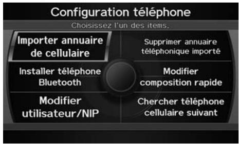Acura ZDX (2013) - Touche INFO/PHONE ▶ Téléphone cellulaire ▶ CONFIGURATION TÉLÉPHONE - 1