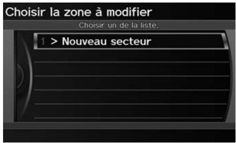 Acura ZDX (2013) - Touche INFO/PHONE ▶ Configuration ▶ Autre ▶ Trajet et guide ▶ Modifier secteur à éviter - 1