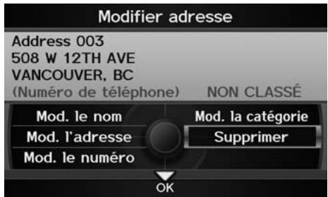 Acura ZDX (2013) - Touche INFO/PHONE ▶ Configuration ▶ Information personnelle ▶ Carnet d'adresses - 1