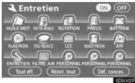 TOYOTA Tundra (2007-2009) Navigation et multimédia - Information concernant l'entretien — Paramétrage des informations concernants l'entretien - 3