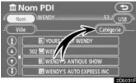 TOYOTA Tundra (2007-2009) Navigation et multimédia - Sélection du point d'intérêt à partir des catégories - 1