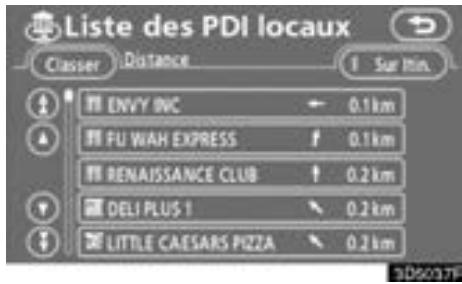 TOYOTA Tundra (2007-2009) Navigation et multimédia - Effleurez "Liste PDI loc." sur l'écran de "Afficher icône PDI". - 1