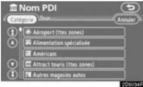 TOYOTA Tundra (2007-2009) Navigation et multimédia - Sélection du point d'intérêt à partir des catégories - 2