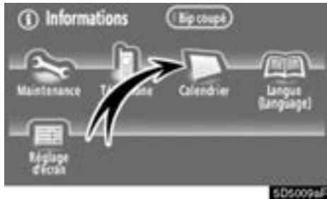 TOYOTA Tundra (2007-2009) Navigation et multimédia - Calendrier avec mémo — - 2