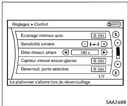 INFINITI QX70 (20178) - Autres réglages (modèles avec système de navigation) - 1