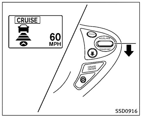INFINITI QX70 (20178) - Fonctionnement du mode de contrôle de distance d'un vehicule à l'autre - 6