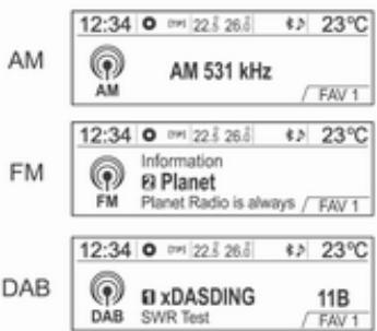 OPEL Mokka Phase 1 (2013-2016) Guide de l'infotainment - Sélectionner une fonction Radio FM, AM ou DAB - 1