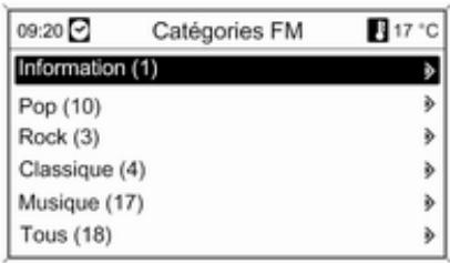 OPEL Mokka Phase 1 (2013-2016) Guide de l'infotainment - Listes de catégories - 1