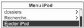 OPEL Mokka Phase 1 (2013-2016) Guide de l'infotainment - Menu iPod Éjecter iPod - 2