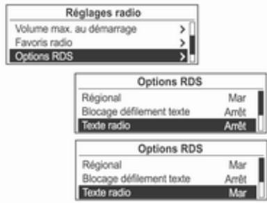 OPEL Mokka Phase 1 (2013-2016) Guide de l'infotainment - Activer et désactiver la fonction de texte de radio - 1