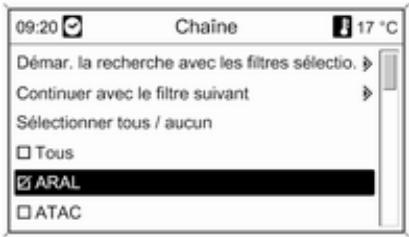 OPEL Mokka Phase 1 (2013-2016) Guide de l'infotainment - Spécifier des filtres pour affiner la recherche - 1
