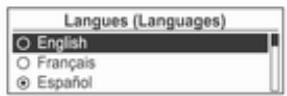 OPEL Mokka Phase 1 (2013-2016) Guide de l'infotainment - Tableau d'informations pour Réglages Langues (Languages) - 2