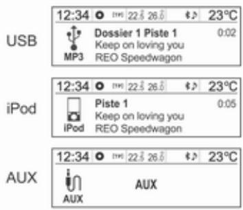OPEL Mokka Phase 1 (2013-2016) Guide de l'infotainment - Lecture audio USB/iPod ou entrée AUX - 1