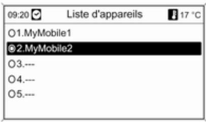 OPEL Mokka Phase 1 (2013-2016) Guide de l'infotainment - Connexion d'un téléphone mobile enregistré dans la liste des appareils - 1