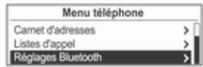 OPEL Mokka Phase 1 (2013-2016) Guide de l'infotainment - Menu Telephone Reglages Bluetooth - 1
