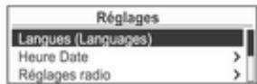 OPEL Mokka Phase 1 (2013-2016) Guide de l'infotainment - Tableau d'informations pour Réglages Langues (Languages) - 1