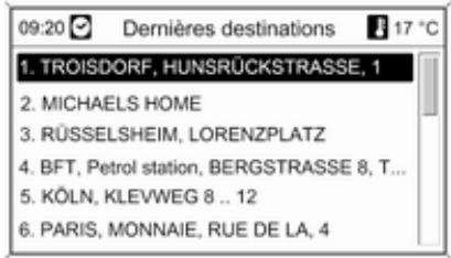 OPEL Mokka Phase 1 (2013-2016) Guide de l'infotainment - Sélection d'une destination précédente - 1