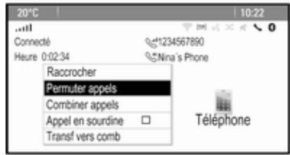 OPEL Mokka Phase 1 (2013-2016) Guide de l'infotainment - Second appel téléphonique arrivant Lorsqu'un deuxième appel arrive, ur message s'affiche au bas de I'écran - 1