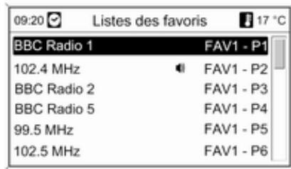 OPEL Mokka Phase 1 (2013-2016) Guide de l'infotainment - Listes des favors - 1