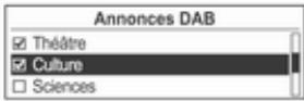 OPEL Mokka Phase 1 (2013-2016) Guide de l'infotainment - Menu DAB Announces DAB - 3
